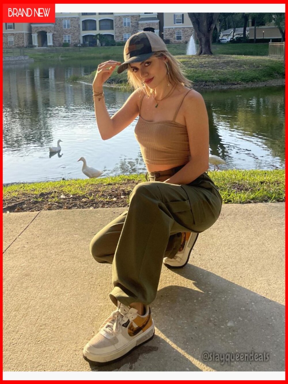 High Waisted Cargo Pants with 6 Pockets Baggy Wide Leg Streetwear - Picture 6 of 6